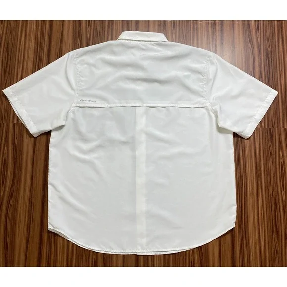 Eddie Bauer Men's Shirt Sz XL White Short Sleeve Vented Breathable Pocket Zip - Picture 7 of 10